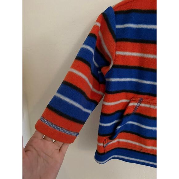 Hanna Andersson Sweatshirt Toddler 2T 80cm Blue Orange Striped Collared - Picture 3 of 8